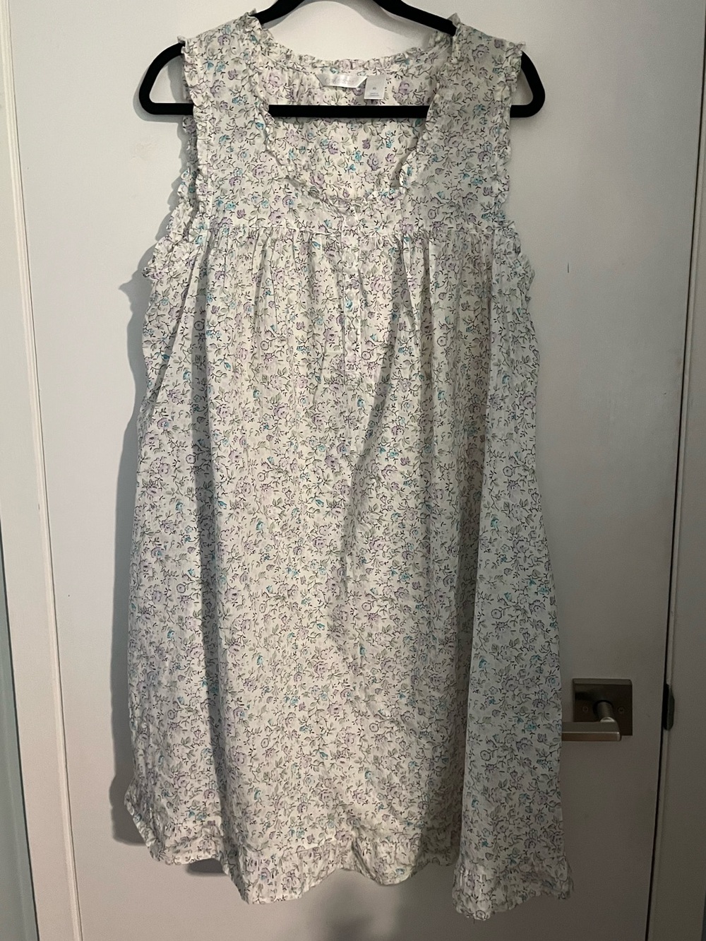 Adonna White Sleeveless Floral Day Dress with Lavender & Mint Accents